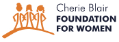 Logo of the Cherie Blair Foundation for Women. Selecting it links to the home page., Link to start page